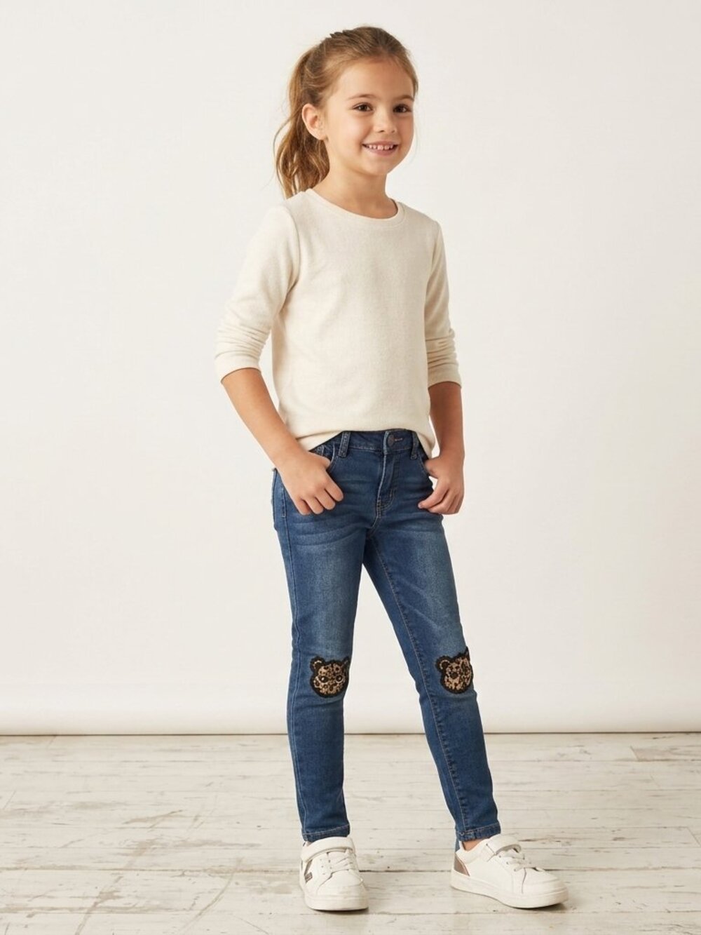 Freestyle kids size 10 Dark Blue Jeans with Leopard Accents